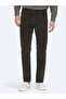 Khaki Corded Fabric Woven Slim Fit Velvet Casual Cotton Blend Trousers - 2
