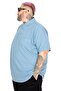 Mode XL Oversize Men's T-shirt Polo Neck Embroidered Classic Pique 20553 Blue - 3
