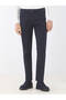 Navy Blue Woven Slim Fit Casual Cotton Blend Trousers