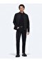 معطف أسود منسوج كاجوال مقاس عادي ياقة دائرية - 2