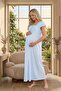 Women's Blue Lace Summer Special Design Cotton Maternity Maternity Nightgown - 6