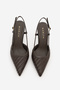 Women's Stiletto Pointed Toe Knitted Pattern Open Back Classic Heeled Shoes Arisa Brown - 7