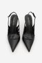 Women's Stiletto Pointed Toe Adjustable Buckle Open Sides Classic Heeled Shoes Fegas Black - 6