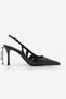 Women's Stiletto Pointed Toe Adjustable Buckle Open Sides Classic Heeled Shoes Fegas Black - 8