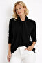 Women's Black Shawl Accessory Knitwear Blouse Be310