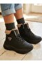 Super Light Wool Black/beige Women's High Heel Boots Winter Fur Zippered