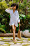 100% Cotton Woven Double-Breasted Belted Women's Muslin Beach Dress
