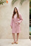 Cotton Short Hooded Muslin Women's Bathrobe Pink - 2