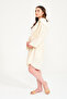 Cotton Short Hooded Muslin Women's Bathrobe Beige - 4