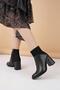 Mddm 1012 Black Garni Suede Heeled Women's Boots - 4