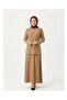 Women's Woven Fabric Button Detailed Long Skirt Hijab Set - 4