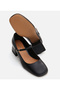 Women's Leather Mary Jane Black Thick Heeled Shoes - 6