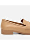 Women's Leather Beige Logo Detailed Loafer - 3