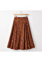 High Waist Brown Gold Checkered Patterned Pleated Midi Skirt 4084 - 4