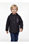 Boy's Water and Wind Resistant Space Themed Black Trench Coat-Raincoat-Windbreaker - 3