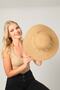 Camel Pearl Detailed Straw Women's Hat - 4