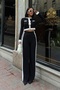 Women's Black Stripe Detailed Bottom Top Set - 4