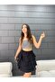 Ruffle Detailed High Waist Viscose Mini Shorts Skirt - 3