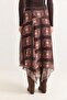 Brown women's asymmetric Lined Plaid chiffon skirt - 4