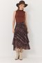 Women's brown Lined piece Midi Length chiffon skirt - 2