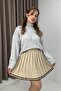 Women's Pleated college mini skirt stone - 2