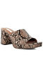 Women Snake Printed Block Heel Slip On Sandals