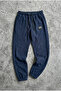 Unisex Navy Blue Fleece Sweatpants Comfortable Cut Elastic Fleece Pack Oversized