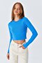 Mixray Long Sleeve Basic Crop Knitwear Blouse - 2