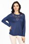 New Model 2024 Embroidered Round Neck Lycra Mother Combed Cotton Blouse 6450 - 3