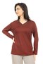 Women's Middle Age and Above New Model V-neck Simple Model Mother Combed Cotton Blouse 30565