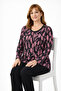 Women's Floral Patterned Round Neck Middle Age Mother Combed Cotton Blouse 9060 - 4