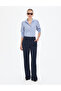 Navy Blue Palazzo Fabric Trousers 50319006-Vr033