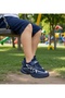 Children's Lace-Up Navy Blue Single Velcro Flexible Lightweight Breathable Unisex Mesh Sneaker Sports Shoes - 2