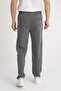 Men's Anthracite - Gray Relaxed Cut Straight Leg Embroidery Detailed Combed Fabric Sweatpants - 5