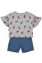 Tencel Shorts 2-Piece Set (Strawberry) Grey Melange - 2
