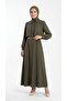 Aylan Gold Buttoned Bolero Hidden Buttoned Belt Piece Dress-Mf1800.1 Khaki