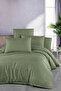 Striped Cotton Satin Green Hotel Series Double Duvet Cover Set with Elastic Sheets