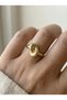 Gold Color Interlocking Ring Design Women's Ring - 2