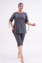 Large Size Semi-Closed Hijab Swimsuit with Sleeve Detail 2311 Aysu Anthracite - 5