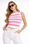 Pink Striped Crop Women's Knitwear - 2