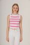 Pink Striped Crop Women's Knitwear - 3