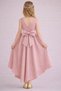 Girl's Powder Color Asymmetrical Skirt Detailed Simple Stylish Satin Ball Gown Birthday Prom Graduation Dress - 5