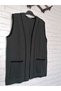 winter, steel knitted, wide fit, houndstooth pattern, open front vest - 6