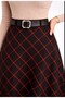 Woman red black Striped Plaid Patterned Belt detailed long skirt ist-2 - 6
