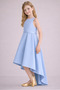 Girl's Baby Blue Color Asymmetrical Skirt Detailed Simple Stylish Satin Ball Gown Birthday party Dress - 2