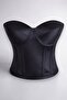 Black Satin Corset Bustier Ready Size - 2
