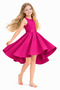 Girl's Fuchsia Elegant Short Asymmetrical Dress Birthday Prom Graduation Dress - 3