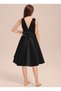 Girl's Black Elegant Short Asymmetrical Dress Birthday Prom Graduation Dress - 5