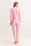 Women's pink polo neck pajama set with white heart print - 3