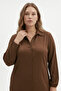 Plus Size Wrinkled Fabric Long Dress – Shirt Collar, Buttoned Throughout - 4